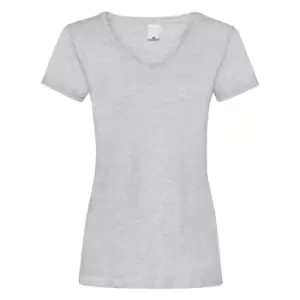 Image of Womens/Ladies Value Fitted V-Neck Short Sleeve Casual T-Shirt (Medium) (Grey Marl)