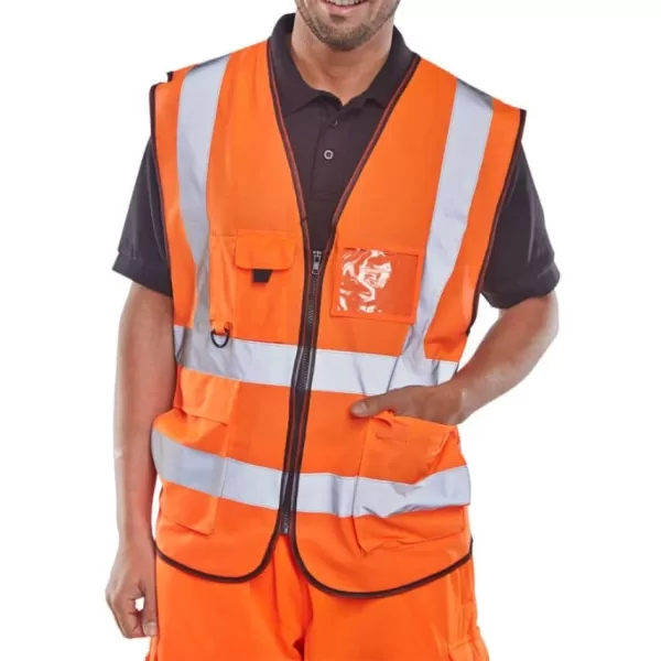 Image of B SEEN Executive Hi Vis Waistcoat Orange Small