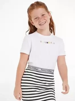 Image of Tommy Hilfiger Girls Tommy Graphic Multi Short Sleeve T-Shirt - White, Size Age: 8 Years, Women
