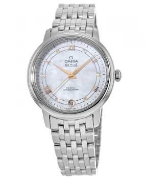 Image of Omega De Ville Prestige Co-Axial 32.7 Mother of Pearl Diamond Dial Steel Womens Watch 424.10.33.20.55.002 424.10.33.20.55.002