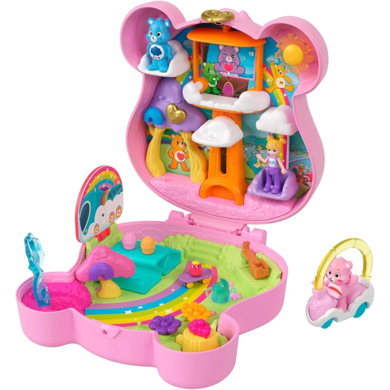 Image of Polly Pocket X Care Bears Dolls & Playset With Toy Car And Themed Accessories, Compact Travel Toy One Colour WAXXR Unisex