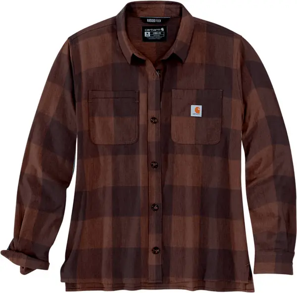 Image of Carhartt Midweight Flannel Ladies Shirt, brown, Size XL for Women