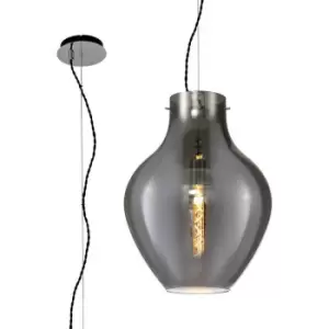 Image of Luminosa Pendant 38cm Round, 1 x E27, Chrome & Smoke