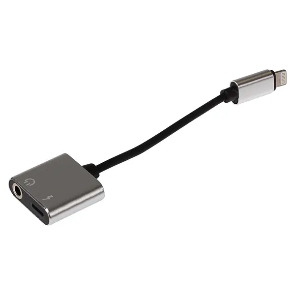 Image of Maplin Maplin Lightning to 3.5mm Headphone Audio Jack / Lightning Charging Port Adapter - White, 10cm NIK-LAUXL