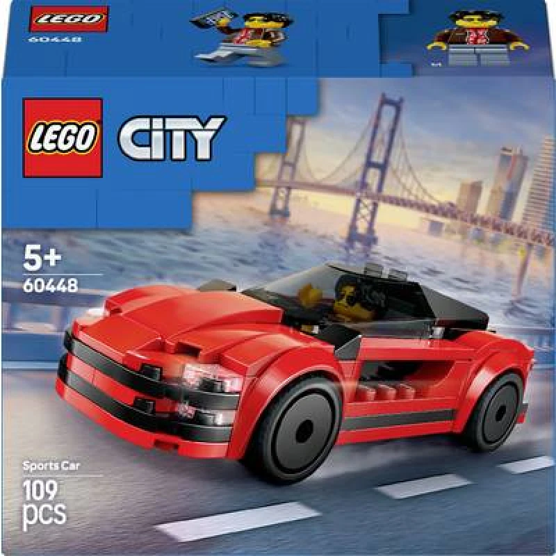 Image of LEGO LEGO City Red Sports Car, Toy Supercar Vehicle Set 60448