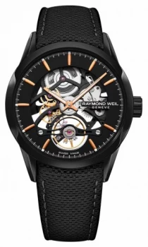 Image of Raymond Weil Mens Freelancer Automatic Skeleton Black Watch