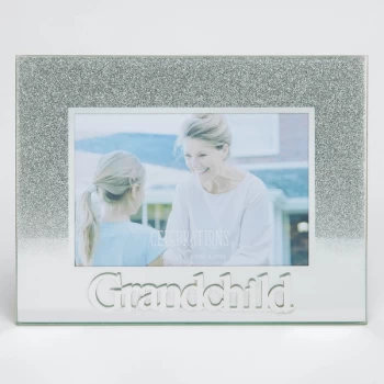 Image of 5" x 3.5" Silver Glitter Glass Frame - Grandchild