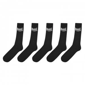 Image of Lonsdale 5 Pack Crew Socks Mens - Black