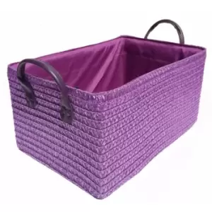 Image of Topfurnishing - Neon Bright Colours Toys Baby Nursery Organiser Cupboard Storage Basket + Handle Hamper basket [Purple,Medium 30x20x16cm] - Purple