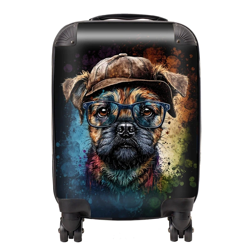 Image of Warren Reed - Designer Border Terrier Dog Face Splashart Suitcase Size: Medium Multicolor Unisex Medium