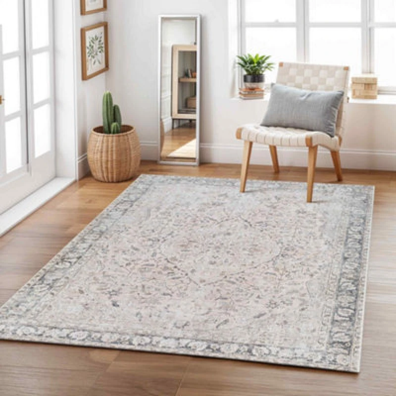 Image of Livabliss Machine Washable Traditionnal Boho Blush Indigo Area Rug 160 X 220 Cm - Easy Care, Non Shedding, Ideal For Living Room & Bedroom