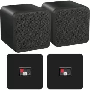 Image of Loops - Pair of 4" abs Bookshelf Speakers 80W 8Ohm Black HiFi Surround Home Cinema
