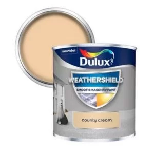 Image of Dulux Weathershield County Cream Smooth Masonry Paint 250ml