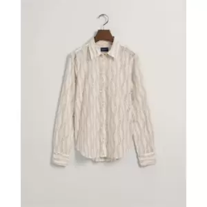 Image of Gant Reg Chain Print Cotton Voile Shirt - Cream