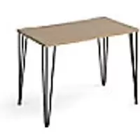 Image of Rectangular Hairpin Desk Kendal Oak Wood/Metal Hairpin Legs Black Tikal 1000 x 600 x 730mm