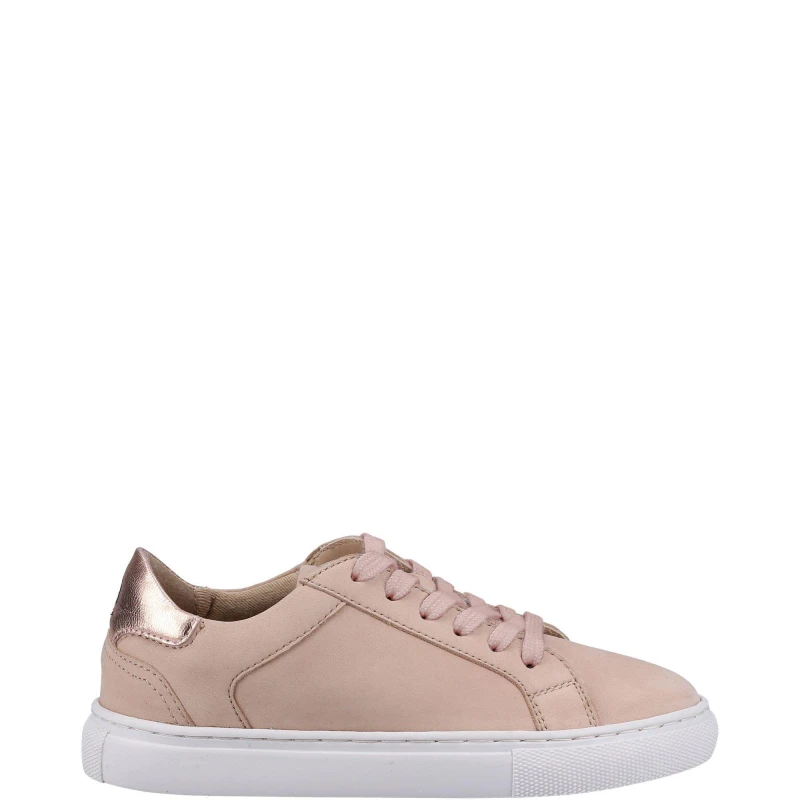 Image of Hush Puppies Girls Mini Camille Leather Lace Up Trainers UK Size 2 (EU 34) BLUSH HUS783-BLSH-2