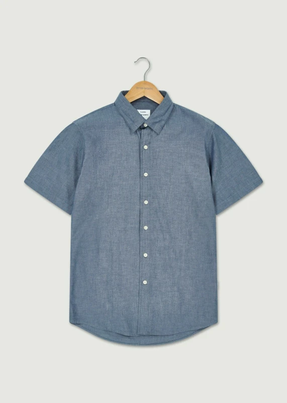 Image of Peter Werth Mens Leo SS Shirt in Dark Indigo Size: Medium Dark Indigo Male M