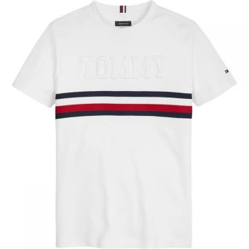 Image of Tommy Hilfiger Embossed T Shirt - White YBR