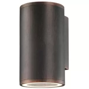 Image of Clara Outdoor Up Down Wall Lamp Antique Brown Aluminium Glass LED GU10 1x7W IP54 - Merano