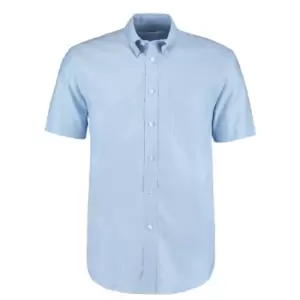 Image of Kustom Kit Mens Workwear Oxford Short Sleeve Shirt (15.5inch) (Light Blue)