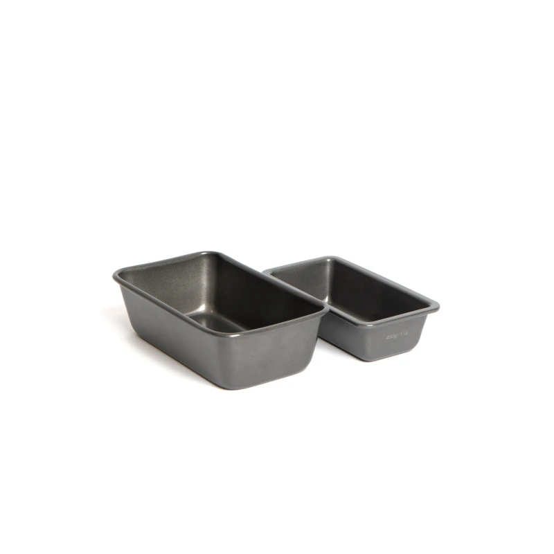 Image of Masterclass Set of Two Non-Stick Carbon Steel Loaf Pans, Includes 1lb/450g Pan and 2lb/900g Pan Grey