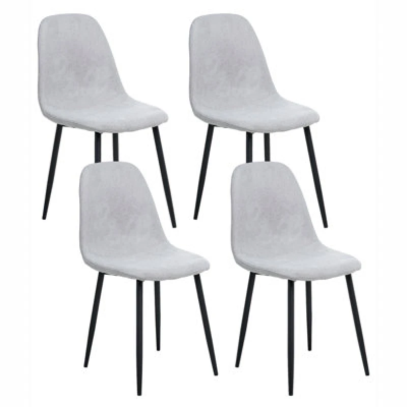 Image of Beliani Set Of 4 Dining Chairs Crandall Fabric Light Grey