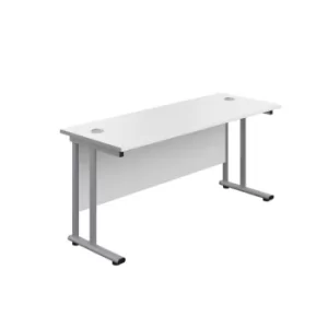 Image of 1800 X 600 Twin Upright Rectangular Desk White-Silver