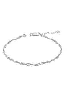 Image of Sterling Silver 925 Diamond Cut Singapore Silver Chain Bracelet