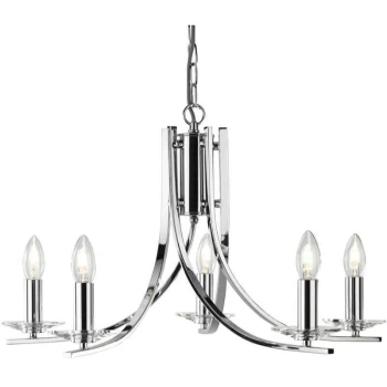 Image of Searchlight Lighting - Searchlight Ascona - 5 Light Multi Arm Ceiling Pendant Chrome, Glass Five, E14