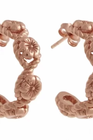 Image of Ladies Olivia Burton Rose Gold Plated Sterling Silver Flower Show Rope Hoop Earrings OBJ16FSE04