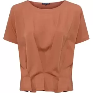 Image of French Connection Augusta Pleat Peplum-Hem Top - Brown