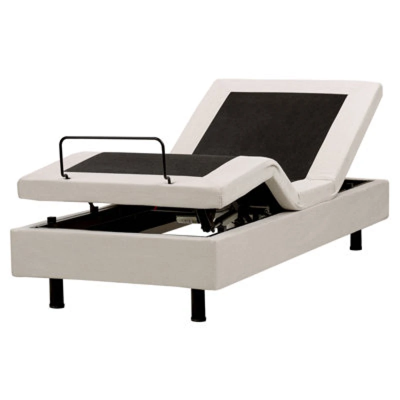 Image of Beliani Adjustable Bed Without Headboard Fabric Duke Ii 80 X 200 Cm (Eu Small Single) Light Beige