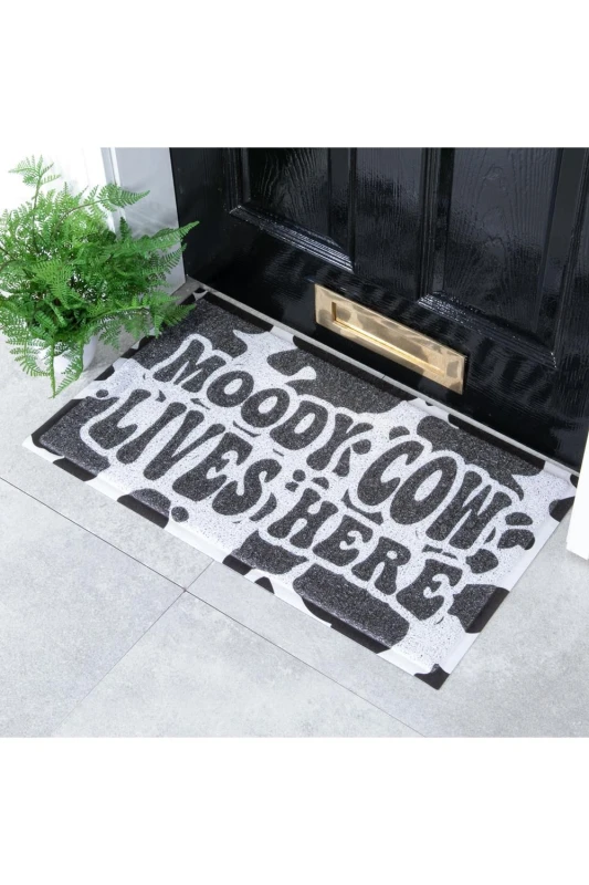 Image of Native Natural Moody Cow Pattern Doormat (70 X 40Cm)