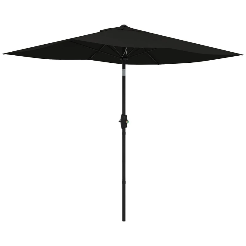 Image of Outsunny 2 x 3(m) Garden Parasol Rectangular Market Umbrella with Crank Black 84D-158V01BK
