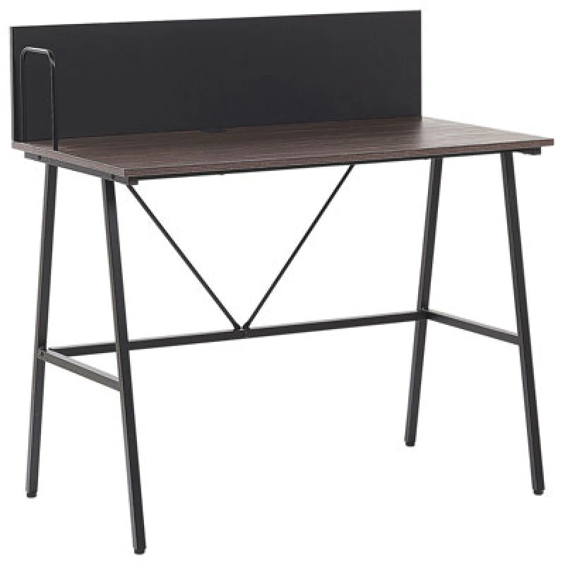 Image of Beliani Home Office Desk Hastings Brown/ Black 100 Cm 52 Cm