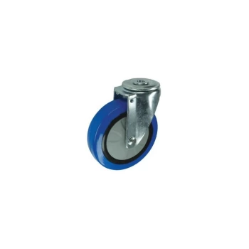 Image of Swivel Bolt Hole 100MM Blue Rubber Tyre - Atlas Workholders