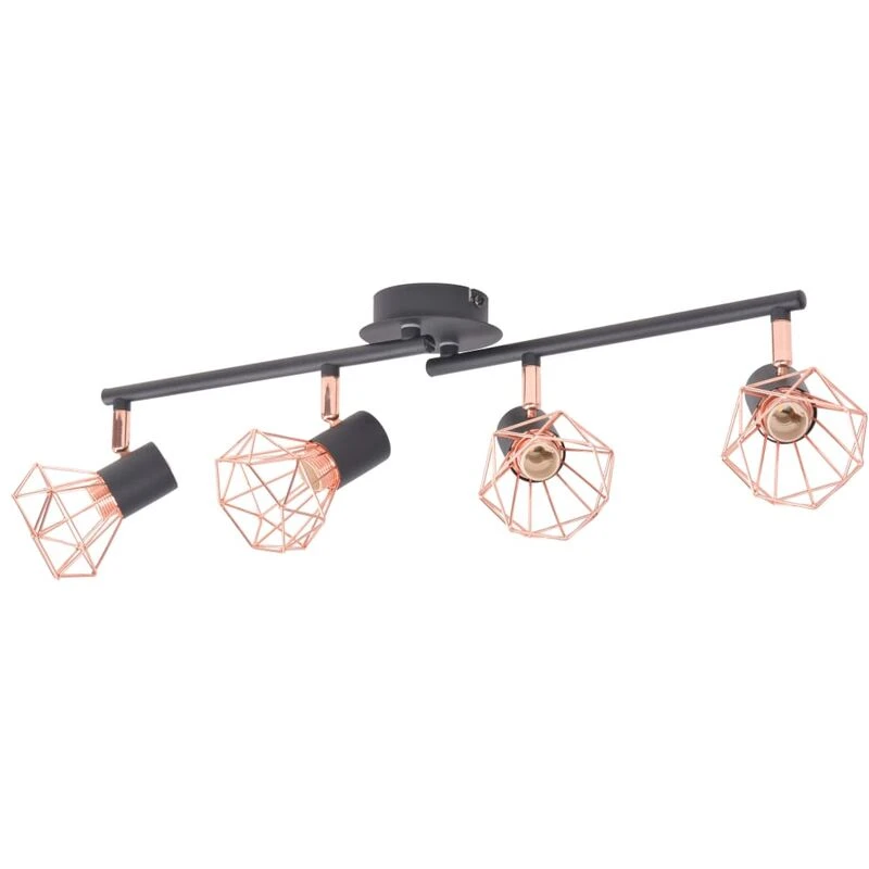 Image of VIDAXL Ceiling Lamp with 4 Spotlights E14 Black and Copper Vidaxl 244391fr