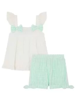 Image of Monsoon Baby Girls Broderie Set - Green, Size 12-18 Months