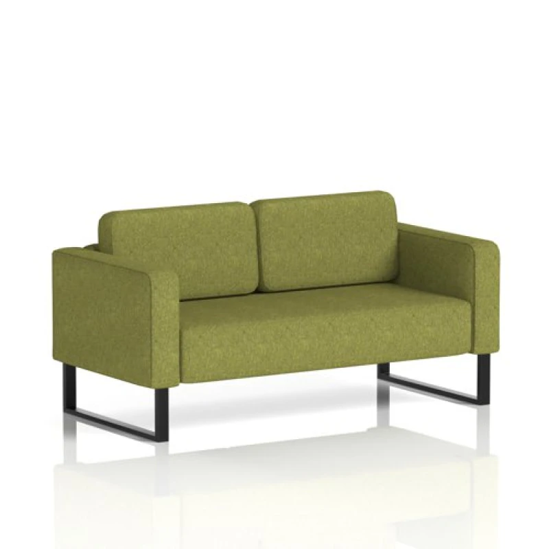 Image of Brixworth Office Sofa 2 Seater with Black Legs in Rivet Fabric - Olive
