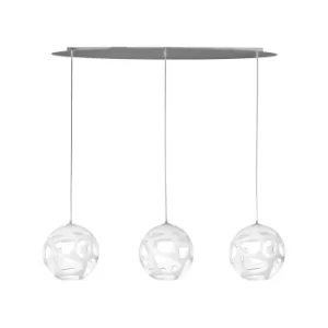 Image of Organica Ceiling Pendant 3 Light E27 Line, Gloss White, Polished Chrome