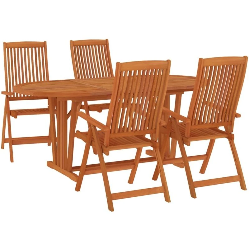 Image of vidaXL 5 Piece Garden Dining Set Solid Wood Eucalyptus, Brown 3087341