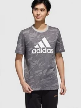 Image of Adidas Essential All Over Print T-Shirt - Black