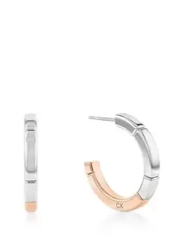 Image of Calvin Klein Women'S Calvin Klein Two Tone Stainless Steel And Rose Gold Ip Hoop Earrings