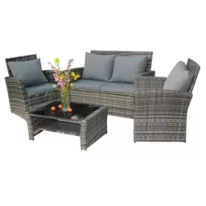 Image of Birchtree Pe Rattan Garden Furniture Set - Grey