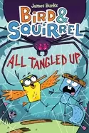 Image of bird and squirrel all tangled up a graphic novel