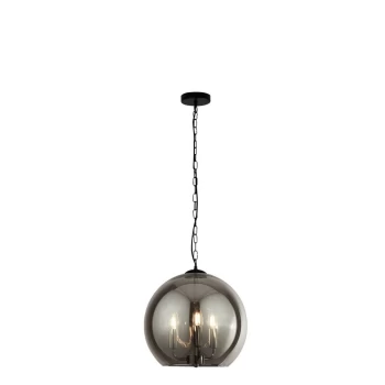 Image of 3 Light Smoked Glass Ball Pendant - Black Chrome