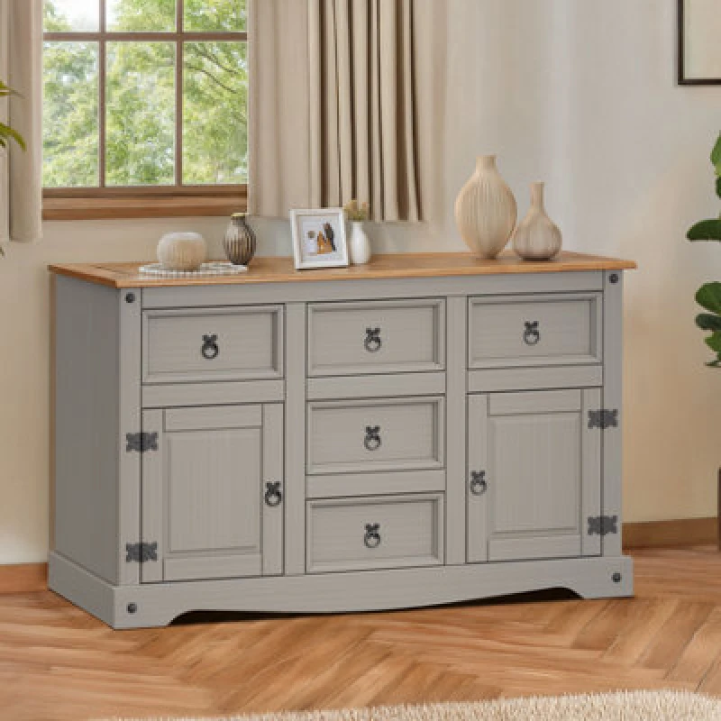Image of MERCERS FURNITURE Corona Grey Wax Large Sideboard 5060765291070