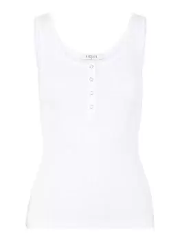 Image of PIECES Ribbed Cotton Sleeveless Top Women White