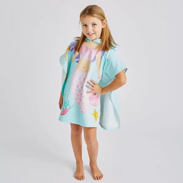 Image of Mermaid Poncho Towel Blue