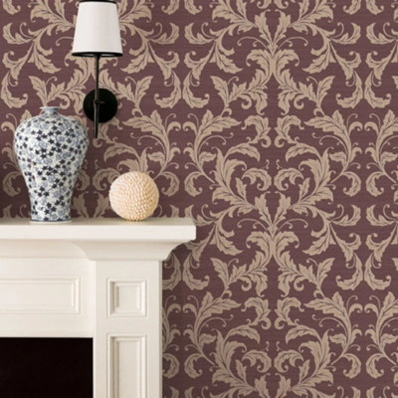 Image of Galerie Nordic Elements Red Embossed Linear Damask Wallpaper Roll